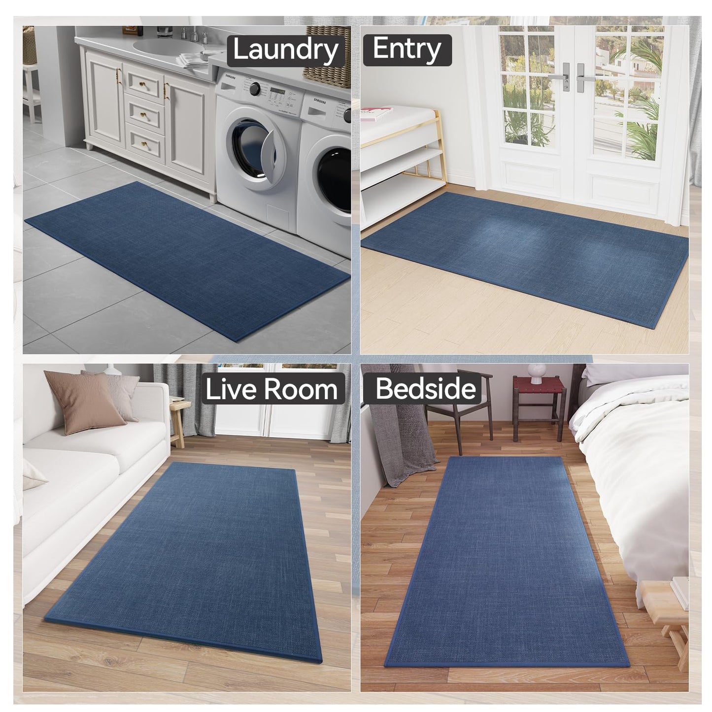 SUMLANS Kitchen Mat, Cushioned Non Slip Rugs for Kitchen Floor, Absorbent Runner Comfort Standing Mats Washable for Kitchen, Office, Home (Dark Blue, 35.4"x71")