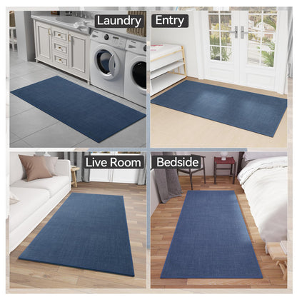 SUMLANS Kitchen Mat, Cushioned Non Slip Rugs for Kitchen Floor, Absorbent Runner Comfort Standing Mats Washable for Kitchen, Office, Home (Dark Blue, 35.4"x71")