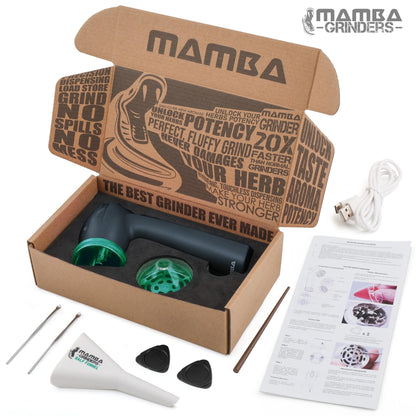 Mamba Electric Grinders – USB Rechargeable Spice & Herb Grinder, 1g Portable Metal Grinder for Herbs, Quick & Easy-to-Use Spice Mill for Kitchen