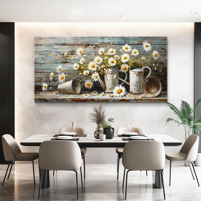 QIYILEXWART Canvas Wall Art For Living Room Wall Decor For Bedroom Kitchen Wall Decoration Daisy Rustic Landscape Painting Farmhouse Pictures Artwork Room Aesthetic Home Decor 20x40 In