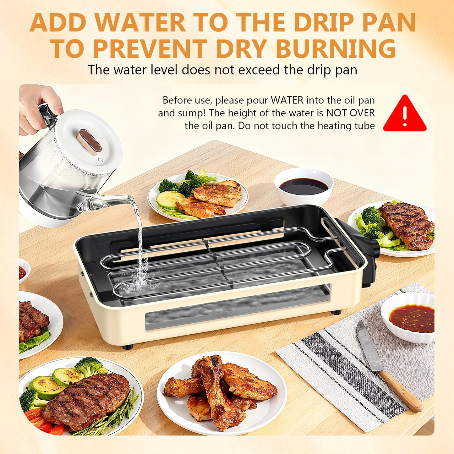 Electric Indoor Grill 1500W -2 in 1 Smokeless Indoor Grill for Kitchen with Non-stick Removable Grill & Griddle Plate,Temperature Control Korean BBQ Grill with 3 Cheese Pans Dishwasher Safe