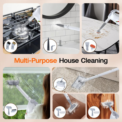 ScrubWiz 10-in-1 Steam Cleaner, Steam Mop & Detachable Handheld Steam Cleaner, 320ml Water Tank, 10s Fast Heating, Portable Steamer for Kitchen, Floor, Tiles, Window, BBQ Grill, Car, Bright White