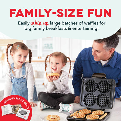Dash Multi Mini Waffle Maker- Quad Waffle Maker for Family Breakfasts - Dual Nonstick Heating Plates & Easy-Release Surface - Compact & Fast-Heating - Graphite