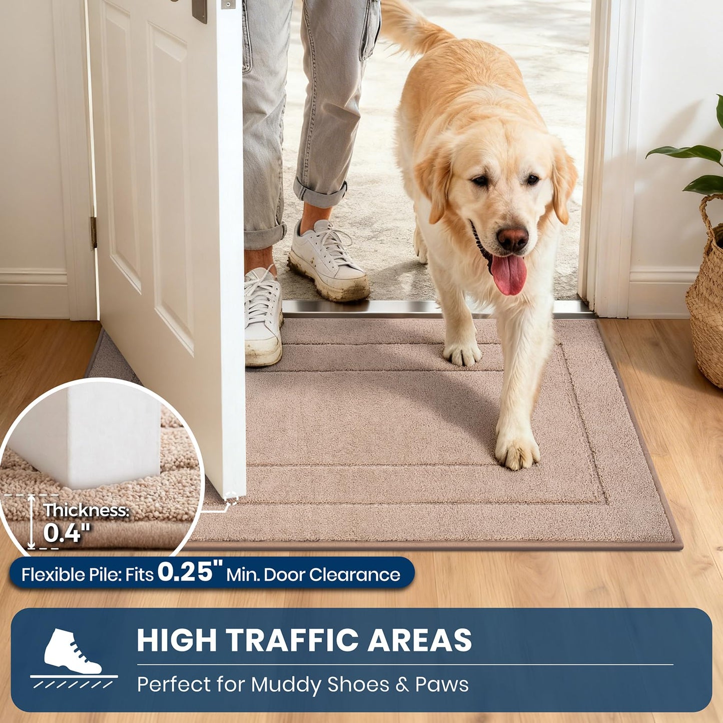 PURRUGS Machine Washable Kitchen Runner Rug 24" x 70", Non-Slip/Skid Hallway Runner Rug, Super Absorbent Soft Area Rug for Kitchen, Hallway & Laundry, Rolled Packaging, Beige