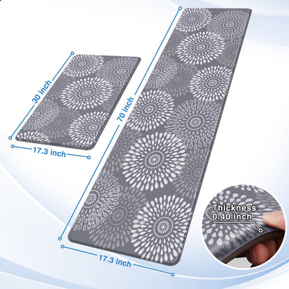 LuxStep Kitchen Mat Cushioned Rugs Anti-Fatigue Mats for Kitchen Floor,Waterproof Non-Slip Mats and Rugs Set for Office,Floor,Laundry 17.3"×30"+17.3"×70",Grey