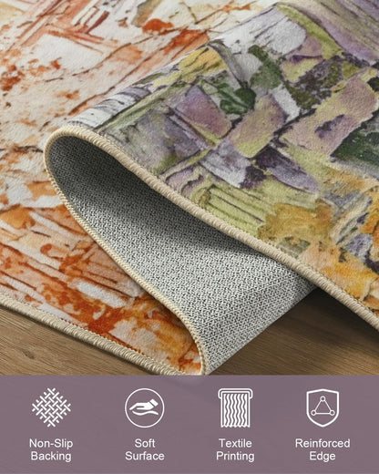 Gifeas 5x7 Area Rug for Living Room, Modern Abstract Washable Rug with Non Slip Backing, Ultra Soft Low Pile Carpet for Bedroom Dining Room Playroom Kitchen Laundry Nursery Home Office Decor, Purple
