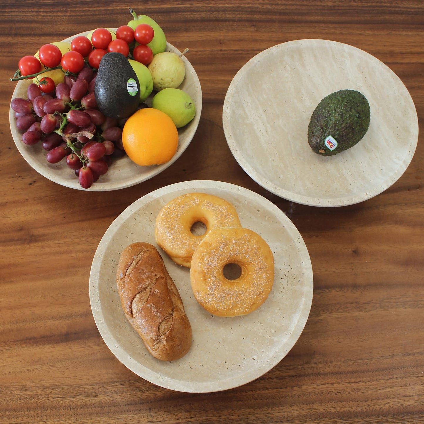 Nawgnail Natural Travertine Fruit Bowl for Kitchen Counter 10.2", Large Decorative Bowl Pedestal for Home Decor, Fruits Holder For Dining Table - Kitchen Organization