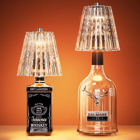 ONLYWIN Wireless Bottle Lamp USB Rechargeable with Crystal Lampshade, 3-Color Touch Control Bottle Light Smooth Dimming, Wine Bottle Lamp for Bar Décor, Home, Kitchen & Party Lighting, 2-Pack