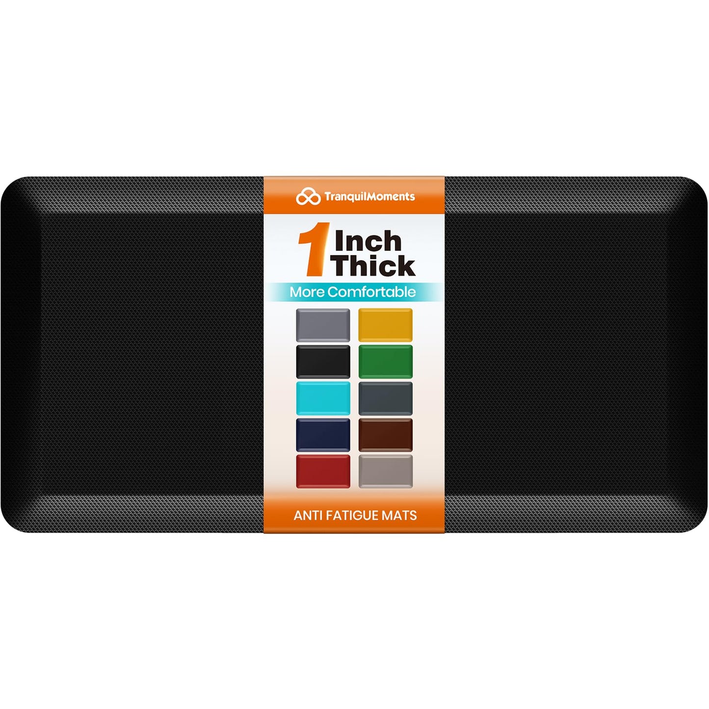TranquilMoments Kitchen Mats for Floor, 1 Inch Extra-Thick Kitchen Rugs, Non-Slip & Waterproof Standing Desk Mat, Comfort Anti Fatigue Mats for Kitchen Floor, Home, Sink, Office (20" X 39", Black)
