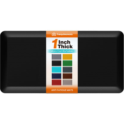 TranquilMoments Kitchen Mats for Floor, 1 Inch Extra-Thick Kitchen Rugs, Non-Slip & Waterproof Standing Desk Mat, Comfort Anti Fatigue Mats for Kitchen Floor, Home, Sink, Office (20" X 39", Black)