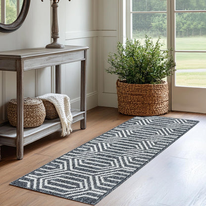 REFETONE Runner Rug, 2'x6' Long Door Mats Indoor Runners for Hallways, Non Slip Rubber Backing Entry Rug, Washable Entrance Floor Mat Runner for Home, Kitchen, Laundry, Living Room, Garage, Black