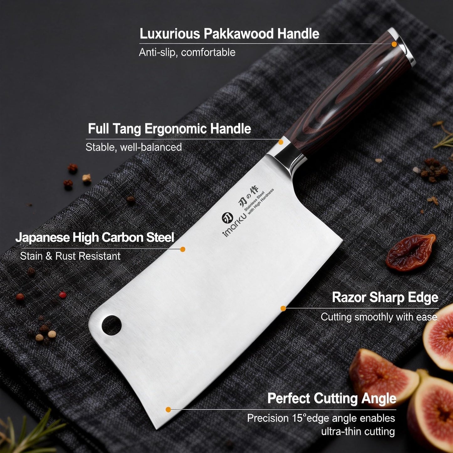 imarku Cleaver Knife 7 Inch Meat Cleaver, Japanese High Carbon Stainless Steel Butcher Knife with Ergonomic Handle, Ultra Sharp Chopping Knife, Kitchen Gadgets for Home/Restaurant, Mothers Day Gifts