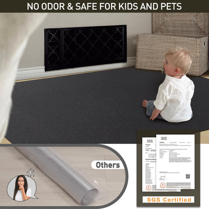 ZPAI Area Floor Mat for Home, 4'×6' Large Black No Slip Waterproof Vinyl Area Rug for Under Dining Room Table, Spill Resistant Hard Floor Protector Cover, Easy Clean Splat Mat for Under High Chair