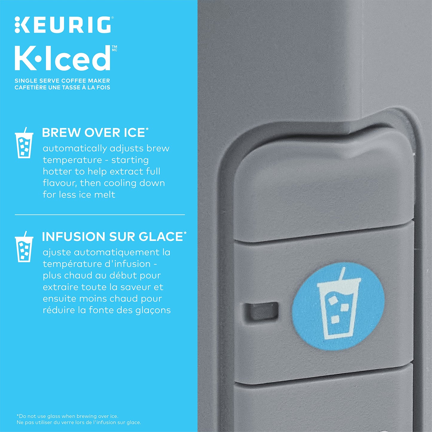 Keurig K-Iced Single Serve K-Cup Pod Coffee Maker, Featuring Simple Push Blue Button Brew Over Ice, Grey