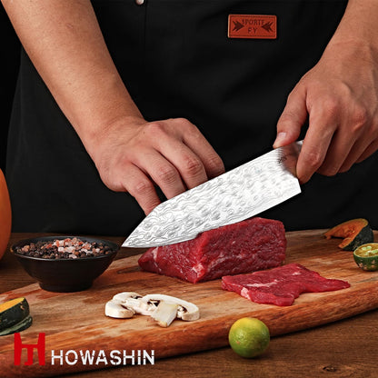 Howashin 3PCS Chef Knife Set, High Carbon Stainless Steel Kitchen Knife Set, Ultra Sharp Japanese Knife with Sheath,Ergonomic Rosewood Handle Elegant Gift Box for Home or Restaurant