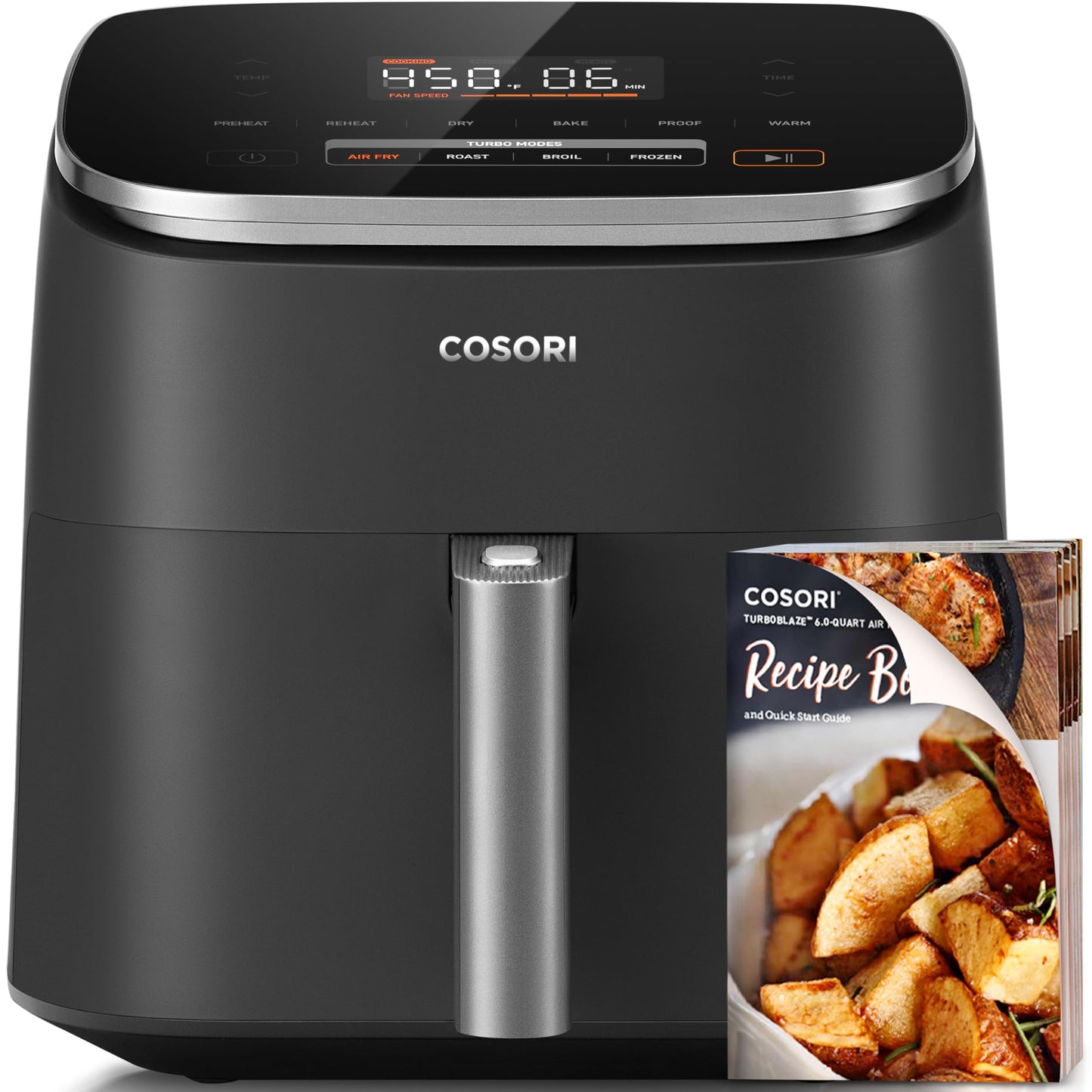 COSORI 6QT Air Fryer with TurboBlaze Tech, 9-in-1, Nonstick Basket, Dishwasher Safe, 130+ Recipes, Dark Gray