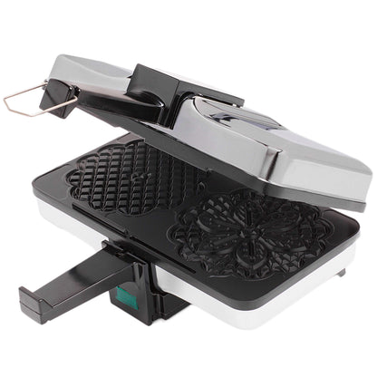 Pizzelle Maker- Non-Stick Electric Baker Press Makes Two 5-Inch Cookies at Once, Even Heating Plates- Must Have Party Baking Supplies- Italian Easter Dessert Treat Making w Recipe Guide- Gift for Her