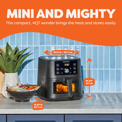 Instant Pot 4Qt Vortex 6-in-1 Mini Air Fryer, Custom Program Options, Air Fry, Broil, Roast, Dehydrate, Bake, Reheat, Black, 4 Quarts