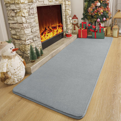 Amearea Modern Soft Hallway Runner Rug, 2x10 Feet Washable Long Runner Rugs for Hallway, Grey Fluffy Bedroom Rugs, Indoor Non Slip Memory Foam Rug Carpet for Entrance Kitchen Living Room Home Decor