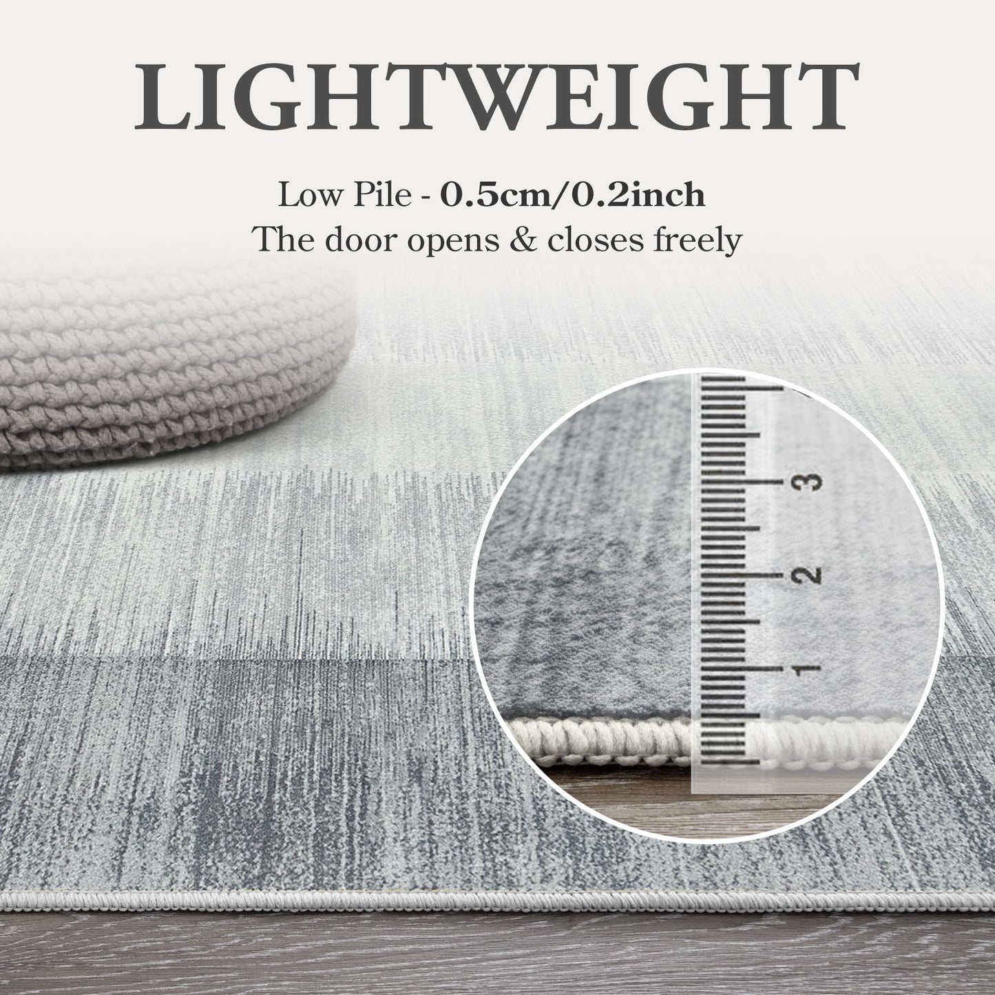 Lahome Modern Ombre Carpet Runners for Hallway 12ft, Washable Ultra-Thin Non Slip Kitchen Runner, Gray Print Stain Resistant Home Decor for Bedroom Bathroom Juliette