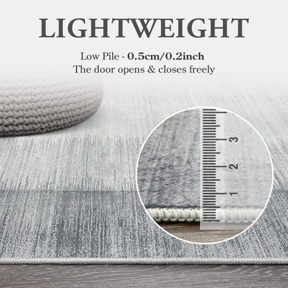 Lahome Modern Ombre Carpet Runners for Hallway 12ft, Washable Ultra-Thin Non Slip Kitchen Runner, Gray Print Stain Resistant Home Decor for Bedroom Bathroom Juliette