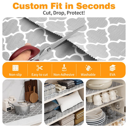 Coavas Shelf and Drawer Liner, Non Slip Extra Grip Non Adhesive Waterproof Thickened Cabinet Mat, Easy Cut for Kitchen Pantry Bathroom Dresser Cupboard (Gray, 17.5IN x 20FT)