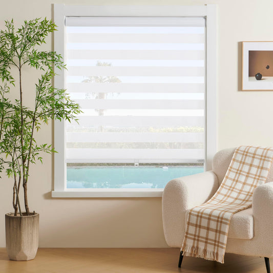 JIANGPIN TEXTILE Cordless Zebra Blinds Window Blind Zebra Shade Blinds for Windows Roller Sheer Shades Privacy Light Filtering Shades for Home Kitchen Bathroom (Width 36'' X Height 72'' White)