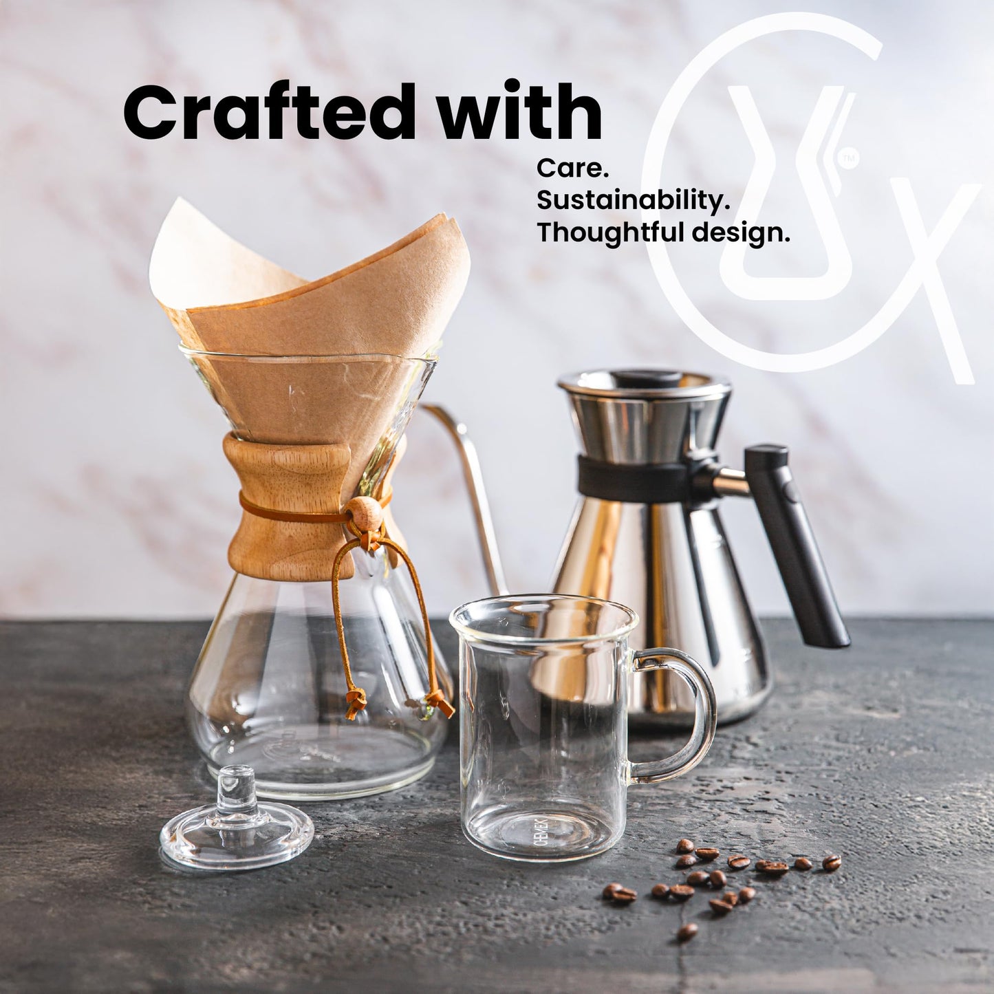 Chemex Pour-Over Glass Coffeemaker - Glass Handle Series - 8-Cup - Exclusive Packaging