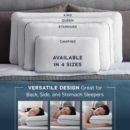 WEEKENDER Ventilated Gel Memory Foam Pillow - Washable Cover - King Size-White