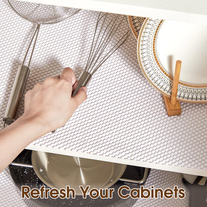 ALIUNI Shelf Liner for Kitchen Cabinet, Drawer Liners Non Slip Non Adhesive Thick Mat, Breathable Dresser Pantry Bathroom Protector, White, 18" x 240"