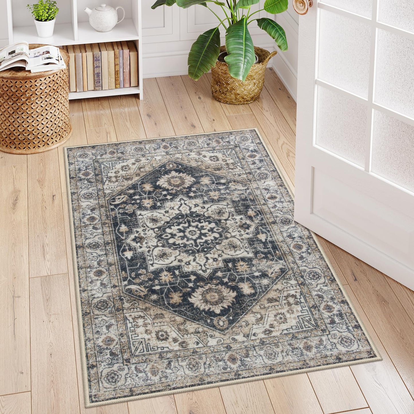 Collive Indoor Door Mat Retro Floor Mat, Non Slip Washable Doormat Large Quickly Absorb Area Rug Welcome Mats Low-Pile Front Door Rug Inside Entryway Carpet for Entrance Kitchen Home- 36" x 59"