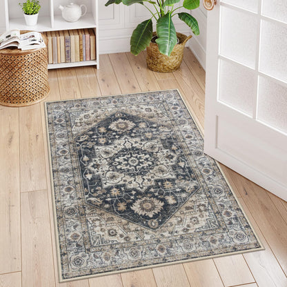 Collive Indoor Door Mat Retro Floor Mat, Non Slip Washable Doormat Large Quickly Absorb Area Rug Welcome Mats Low-Pile Front Door Rug Inside Entryway Carpet for Entrance Kitchen Home- 36" x 59"