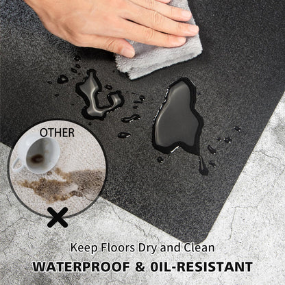 FURKIT Vinyl Floor Mat for Home, Black Waterproof Area Mat for Under Dining Room Table, Sturdy Plastic Rug Protector for Kitchen, Living Room, Yard, Garage, Large Baby Play Mat (4'×6')
