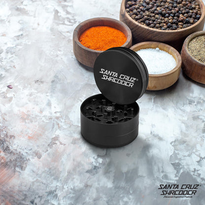 Santa Cruz Shredder Metal Herb Grinder Knurled Top for Stronger Grip 3-Piece Large 2.7" (Black)