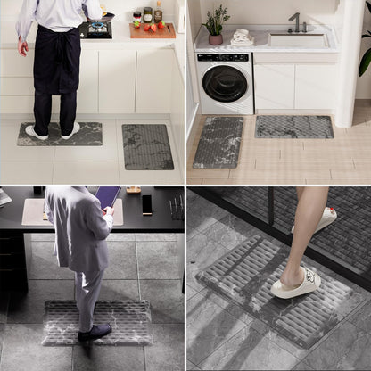 COMFYPAD 5/6 Inch Thick Water Absorbing Comfort Mat, Anti-Fatigue Floor Mat, Standing Desk Mat, for Kitchen Home Ofiice & Bathroom - Durable Foam, Cushioned Non-Slip (19" x 32", Black Marble Pattern)