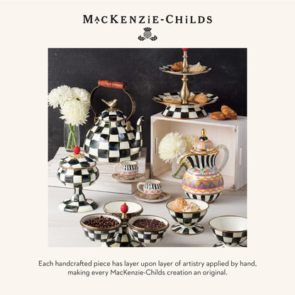 MACKENZIE-CHILDS Farmhouse Oil Cruet, Ceramic Oil-Dispenser Bottle, Black-and-White Courtly Check