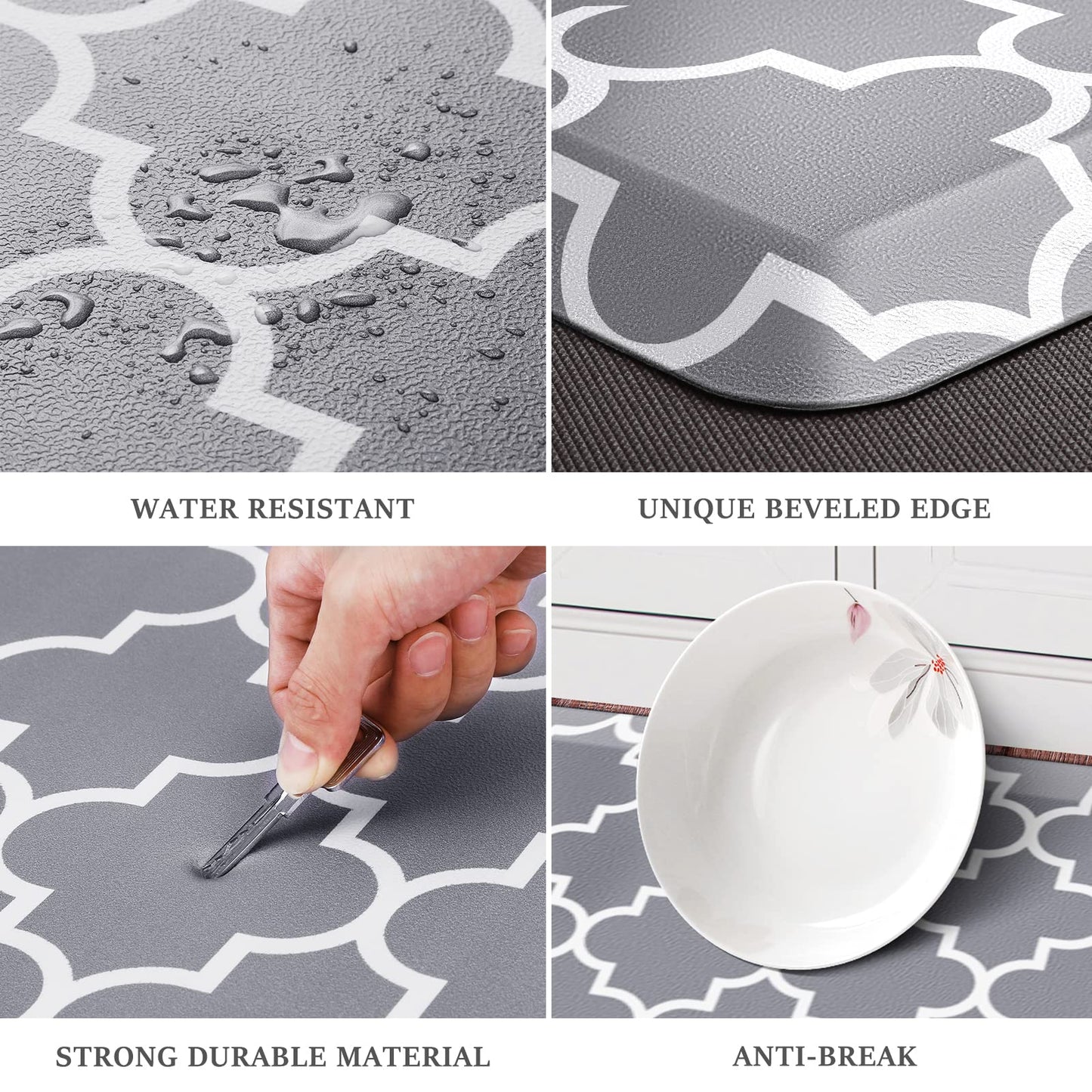 WISELIFE Anti Fatigue Floor Mat - 4/5 Inch Kitchen Mat Non Slip Waterproof Heavy Duty Ergonomic Comfort Mat Durable for Home, Office, Sink, Laundry,(17.3" x 39", Grey)