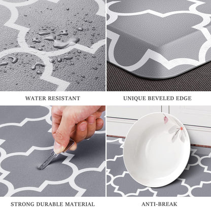 WISELIFE Anti Fatigue Floor Mat - 4/5 Inch Kitchen Mat Non Slip Waterproof Heavy Duty Ergonomic Comfort Mat Durable for Home, Office, Sink, Laundry,(17.3" x 39", Grey)