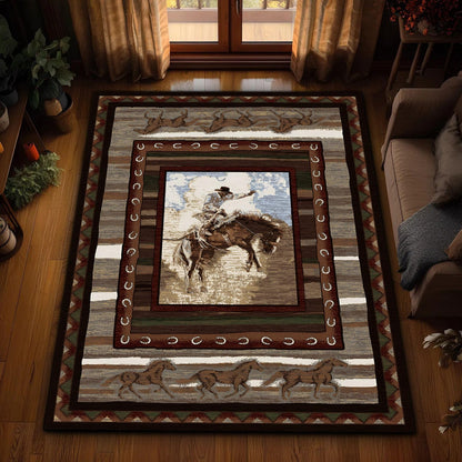 ACANTILA Texas Cowboy Area Rug for Farmhouse Western Decor, 3x5 ft Machine Washable, Southwestern Rugs, Non-Slip Low Pile Indoor Floor Carpet for Bedroom Dining Room Kitchen Home Office