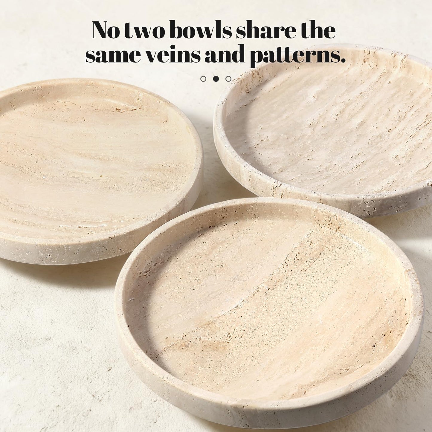 Koville Natural Travertine Fruit Bowl for Kitchen Counter – Decorative Stone Serving Marble Bowl for Fresh Fruits, Snacks, and Home Decor Centerpiece