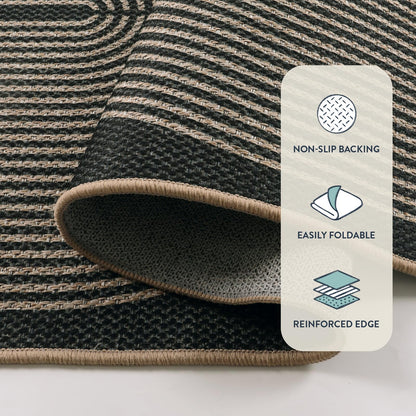 Lahome Enfys Modern Rainbow Kitchen Runner Rug, 2x8 Easy Jute Rug Runners for Hallways Entry Farmhouse Indoor Outdoor Carpet, Contemporary Washable Non Slip Runner for Laundry Room Porch