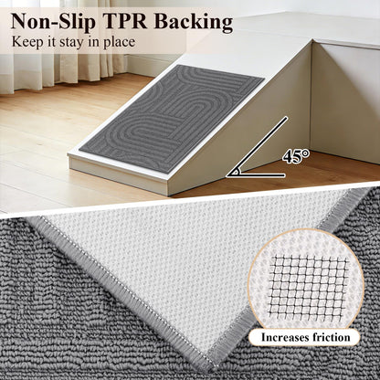 U'Artlines Kitchen Rugs and Mats Set of 3, Non Skid Washable Grey Geometric Kitchen Mats for Floor, Absorbent and Stain Resistant Floor Mat for Laundry, Sink Decor 20x32+20x48+20x59