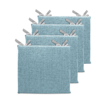 Lifup 4 Pack Chair Cushion Memory Foam Pads, Square Non-Slip Thick Dining Chair Cushions with Ties and Removable Cover for Home Office Restaurant Chair Pads Blue 18 x 18 Inch