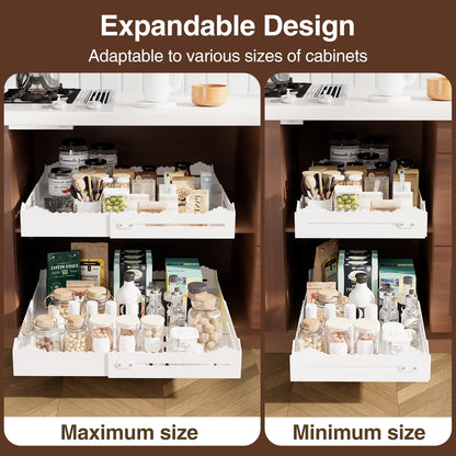 HarmonyHome Pull Out Cabinet Organizer, Expandable Width (12"-18") and Depth (13.7"-23.6"),Pull Out Drawers for Cabinets, Slide Out Drawers for Kitchen Cabinets with Sturdy Metal Pull Out Shelves