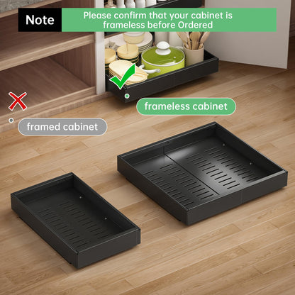 Pull out Cabinet Organizer, 1 pack, 16.5" Deep Heavy Slide out Drawers, Upgrade Three Triple-Slide Rail Systems, Expandable 12.8"-20.8" Roll out Shelf Storage for Kitchen Base Cabinet Organization