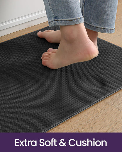 DEXI Kitchen Floor Mats Cushioned Anti Fatigue, 23x59, Large Wide Standing Runner Rug Waterproof, Comfort Memory Foam Padded for Front Sink Laundry, Black