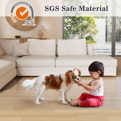 4'×6' Frosted Clear Floor Protector for Home, Water-Resistant Non-Stain Vinyl Area Rug for Art Studio, Plastic Easy Care Area Mat for Dining Room, Kitchen, Under High Chair