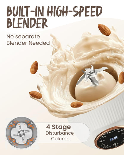 Wamery 32oz Nut Milk Machine (Black) - Soy Milk Maker for Almond & Oat, Fruit Blender, Automatic Heated Programs, Self‑Cleaning, Delay Start, Keep Warm & Boil Water, 1‑Liter Capacity with Starter kit