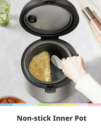 COMFEE' Compact Rice Cooker, 6-in-1 Stainless Steel Multi Cooker, Slow Cooker, Steamer, Saute, and Warmer, 2 QT, 8 Cups Cooked(4 Cups Uncooked), Brown Rice, Quinoa and Oatmeal, 6 One-Touch Programs