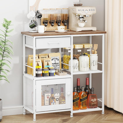 SWTYMIKI Coffee Bar Cabinet for Home - Farmhouse Coffee Stand Station Multi-Purpose Buffet Sideboard Cabinet with Drawers - Kitchen Bar Table for Living Room, Corner, Small Space, Oak